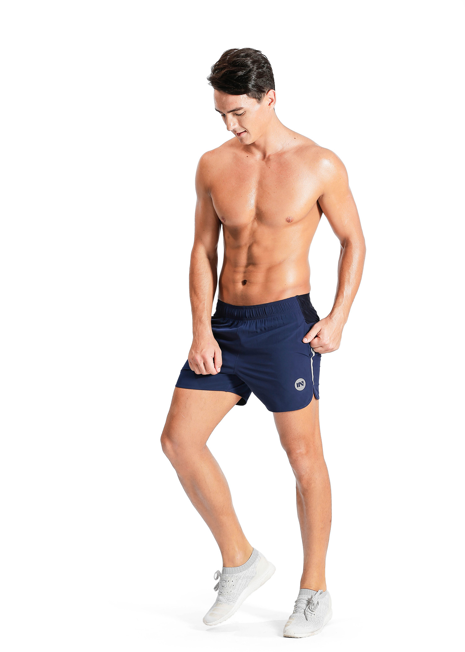 Navy blue sport gym shorts – www.inbeyo.com